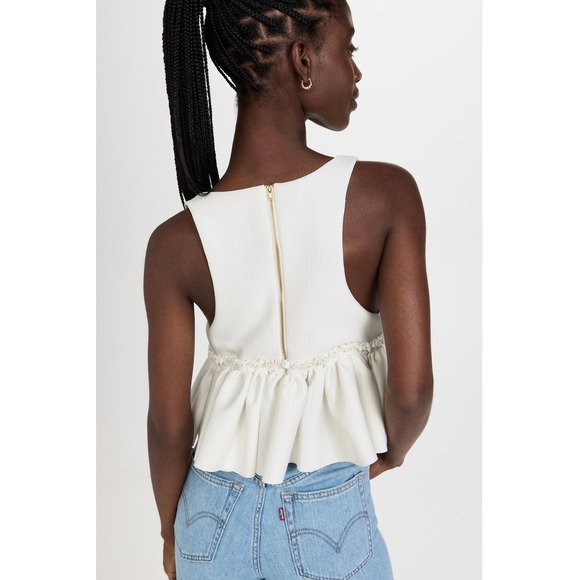 KIMBERLY GOLDSON Jah Top Shirt Womens Medium Off White Stripe V-neck Sleeveless - Picture 3 of 16